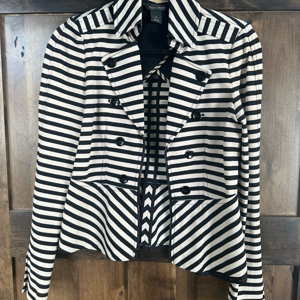 White House Black Market Black and White Striped Blazer